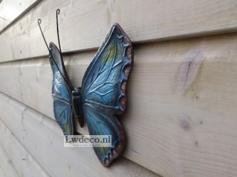 Lw23 gietijzeren vlinder blauw 24x20cm B